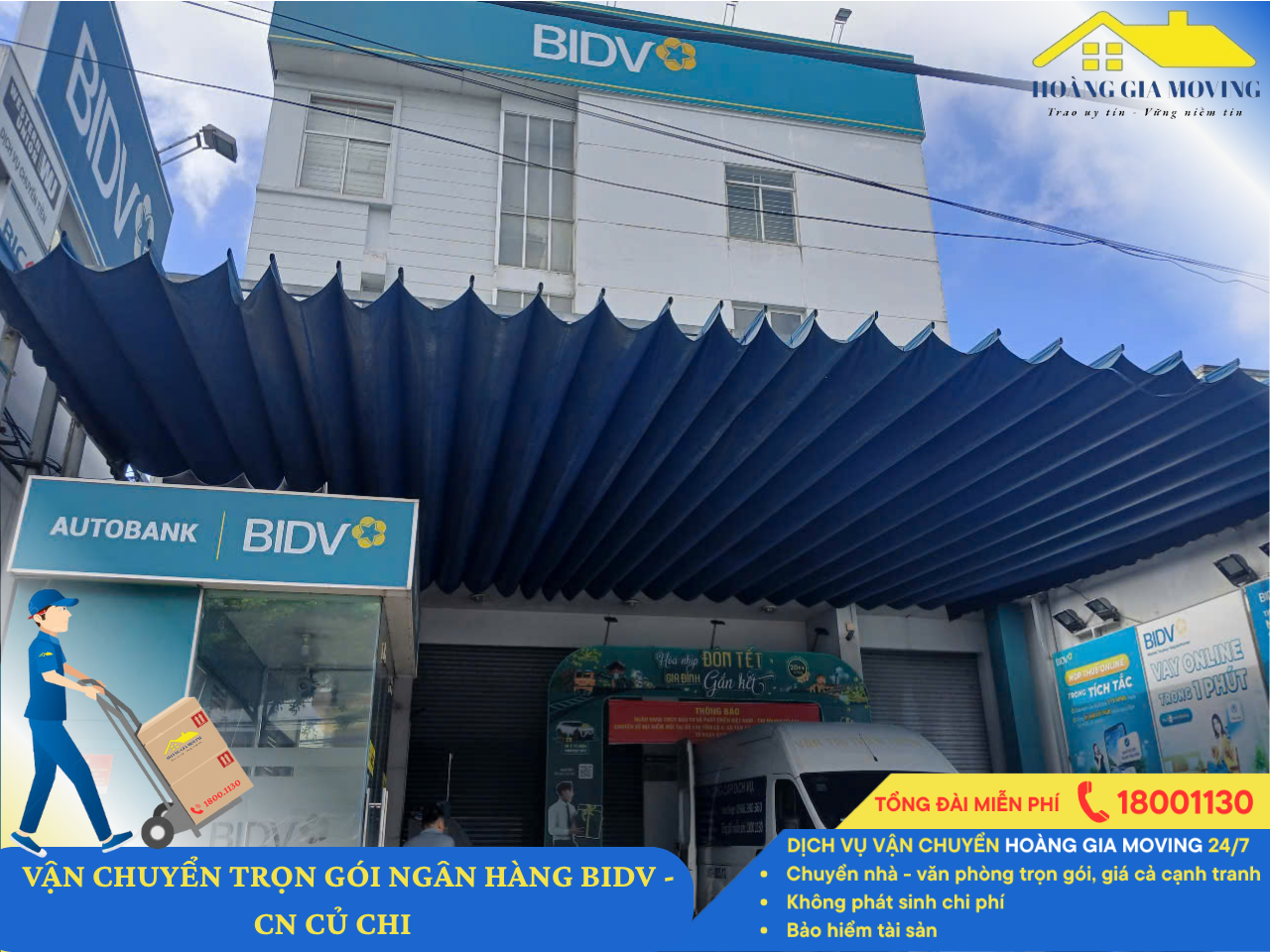 HOÀNG GIA MOVING thực hiện dịch vụ chuyển nhà trọn gói Trụ sở NGÂN HÀNG BIDV – CN CỦ CHI