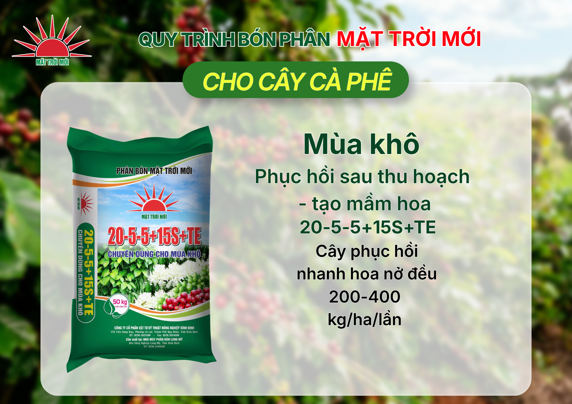 Phân bón chuyên dùng cho mùa khô 20-5-5+15S+TE