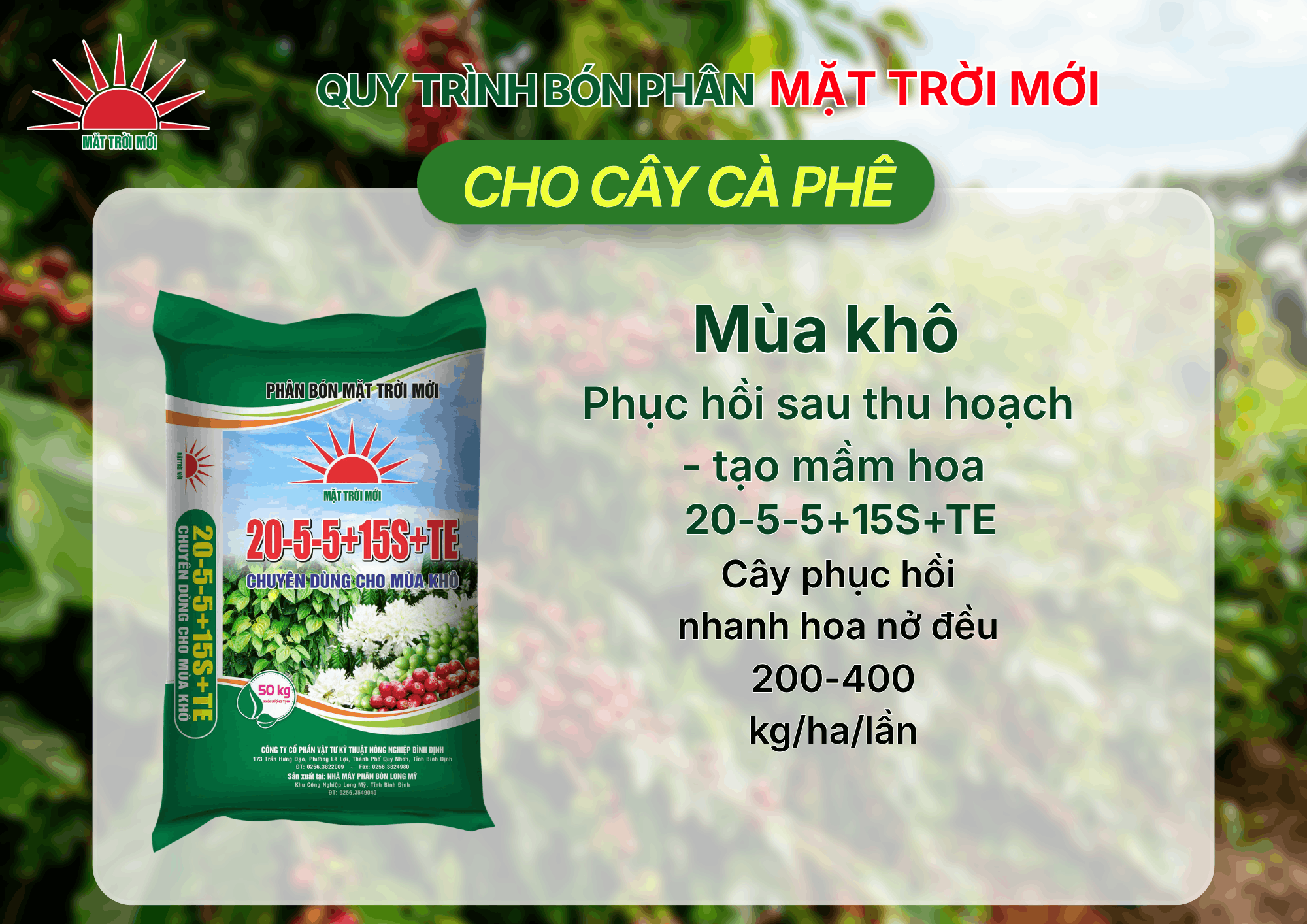 Phân bón chuyên dùng cho mùa khô 20-5-5+15S+TE