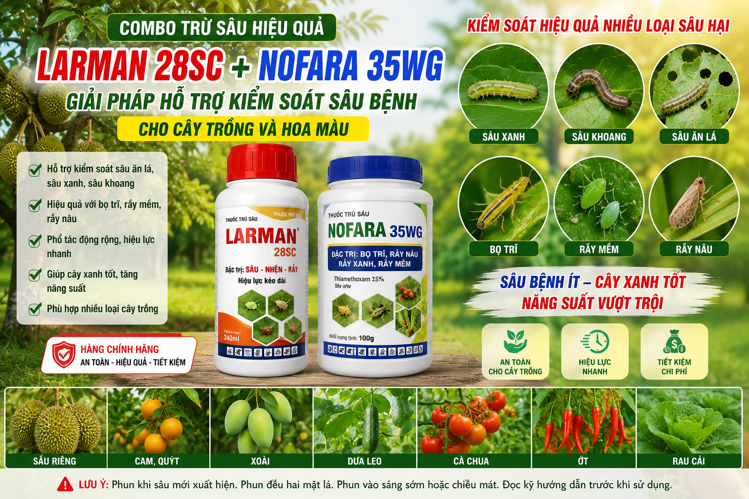 Combo Thuốc trừ sâu LARMAN 28SC + NOFARA 35WG – Giải pháp hỗ trợ kiểm soát sâu bệnh hiệu quả cho cây trồng