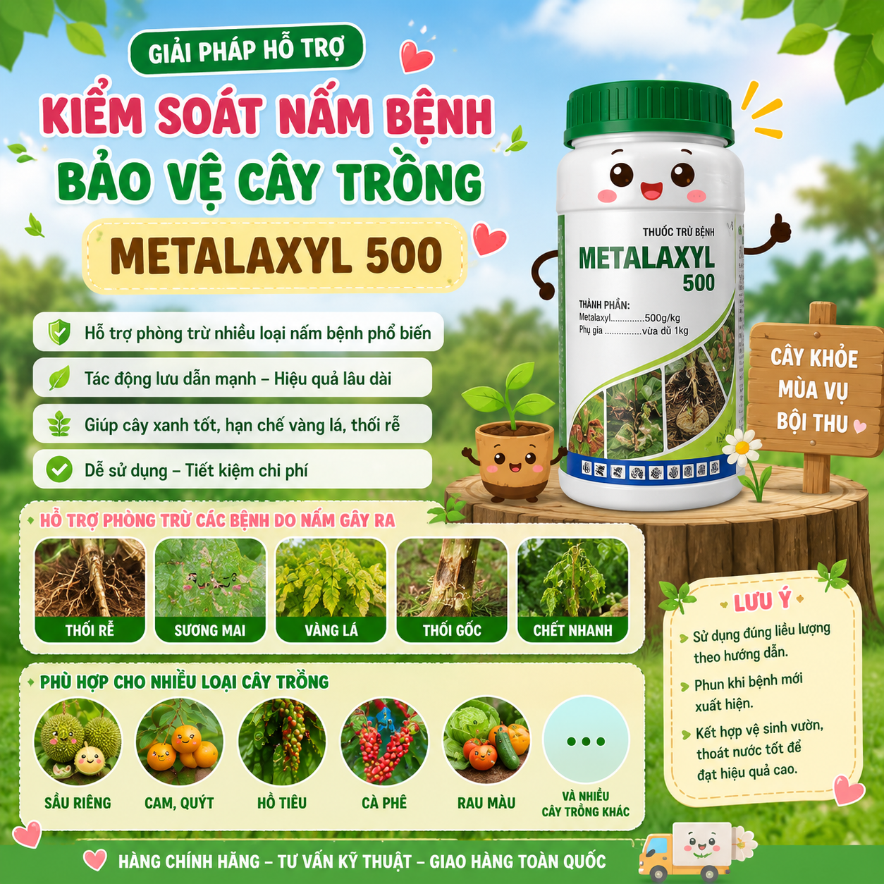 Thuốc trừ bệnh METALAXYL 500 – Giải pháp hỗ trợ phòng trừ nấm bệnh hiệu quả cho cây trồng