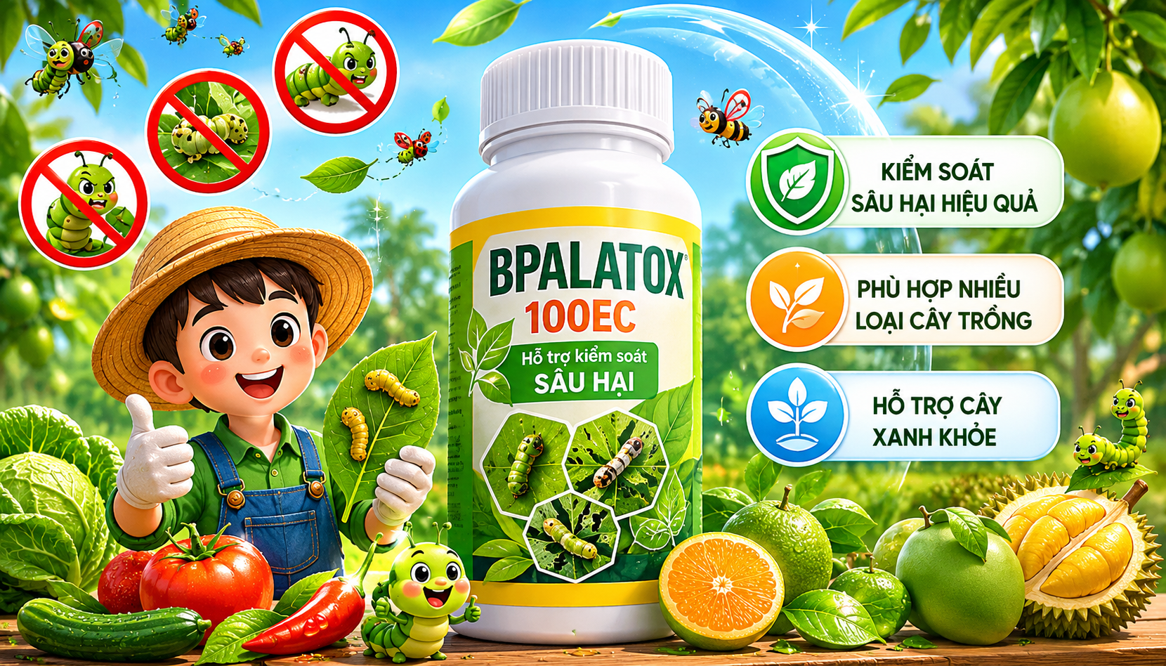 Thuốc trừ sâu BPALATOX 100EC – Giải pháp hỗ trợ kiểm soát sâu hại hiệu quả cho cây ăn quả và rau màu