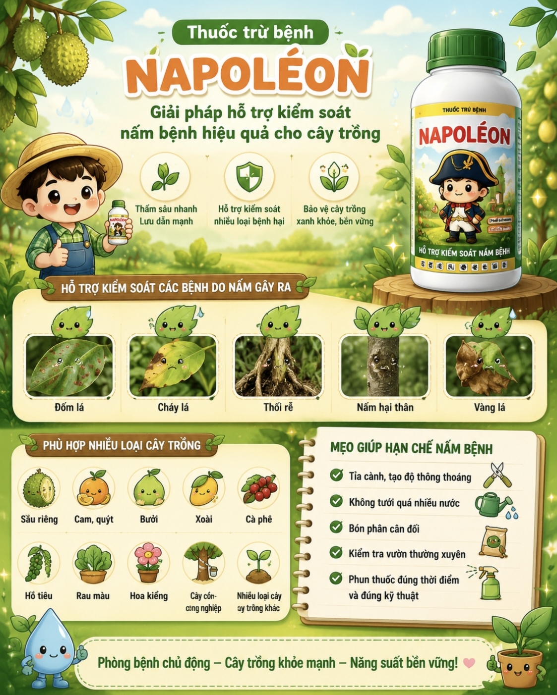 Thuốc trừ bệnh NAPOLÉON – Giải pháp hỗ trợ kiểm soát nấm bệnh hiệu quả cho cây trồng