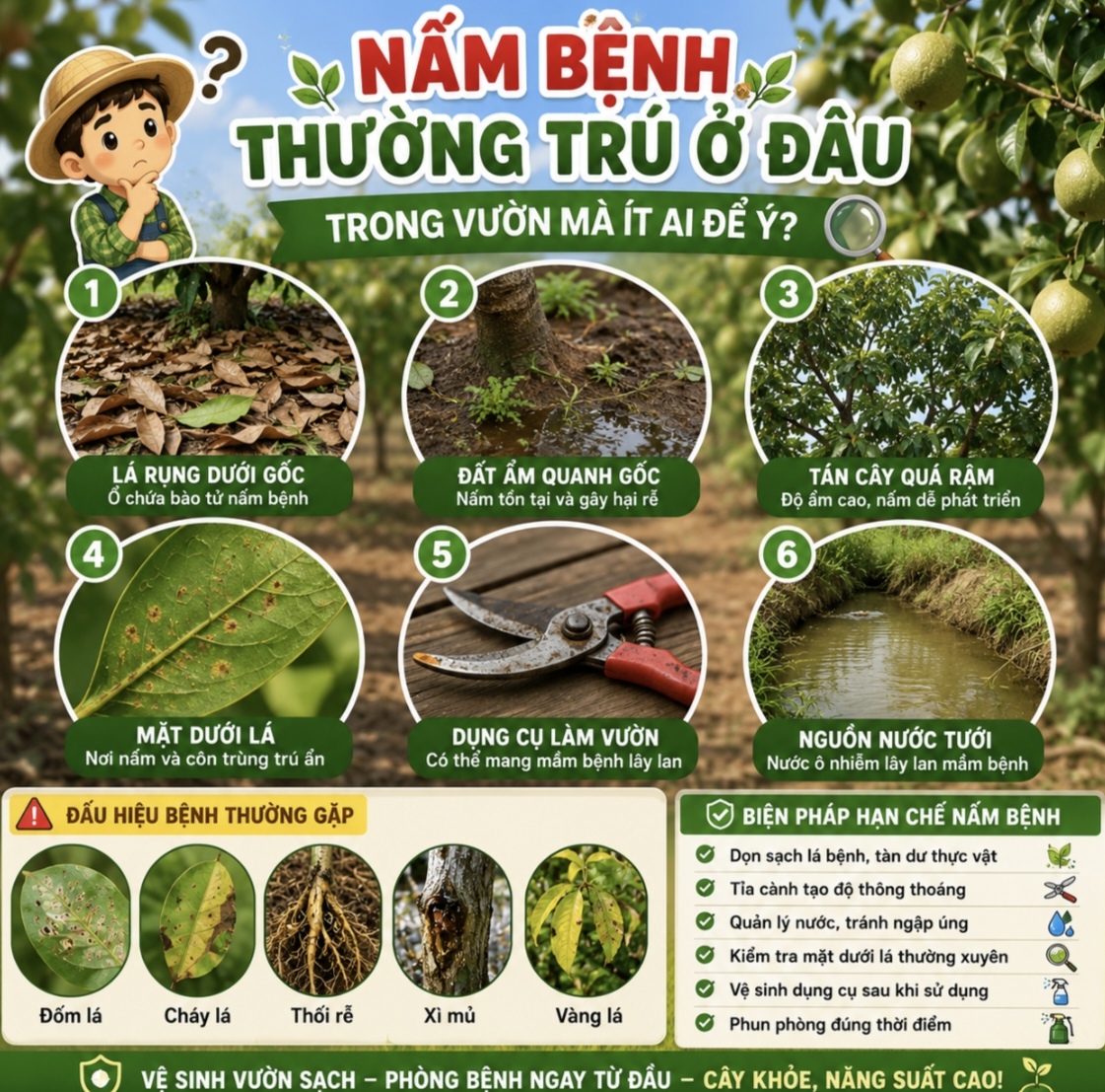 “Nấm bệnh thường trú ở đâu trong vườn mà ít ai để ý?”