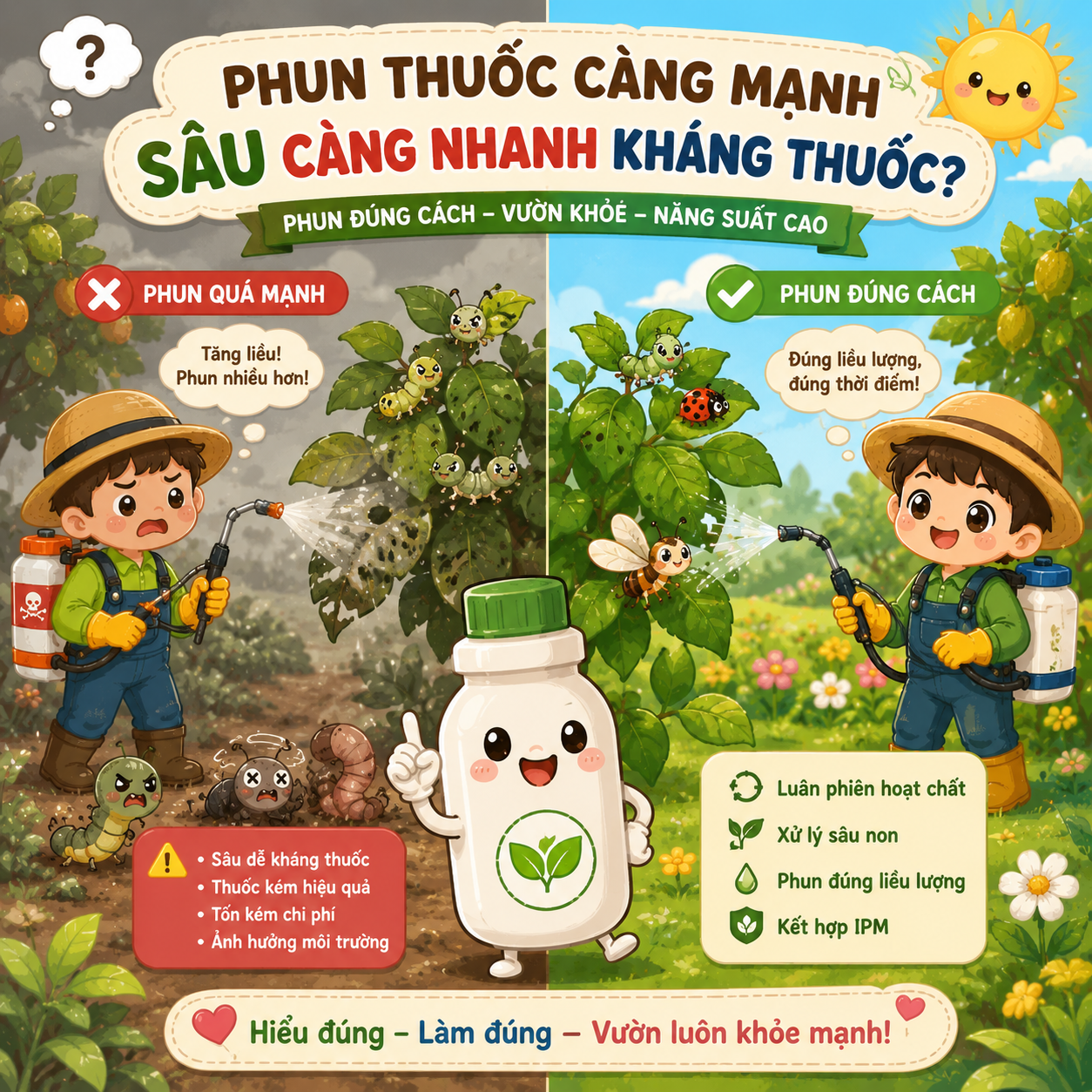 Phun thuốc càng mạnh, sâu càng nhanh kháng thuốc? Sự thật nhiều nhà vườn chưa biết