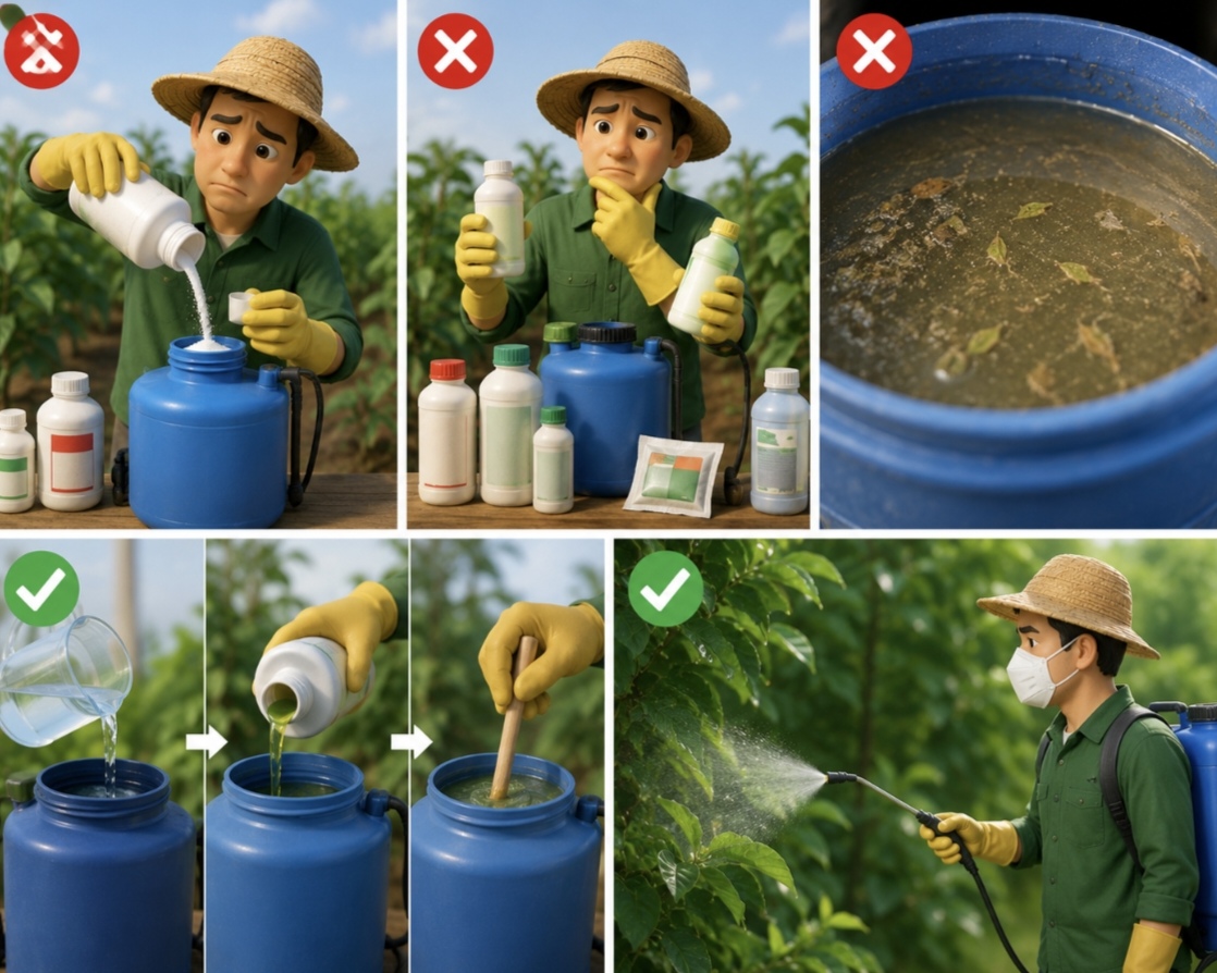 5 Sai Lầm Phổ Biến Khi Pha Thuốc Bảo Vệ Thực Vật Khiến Hiệu Quả Giảm Mạnh