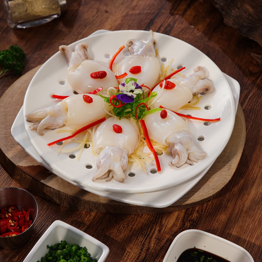 Mực nút hấp gừng