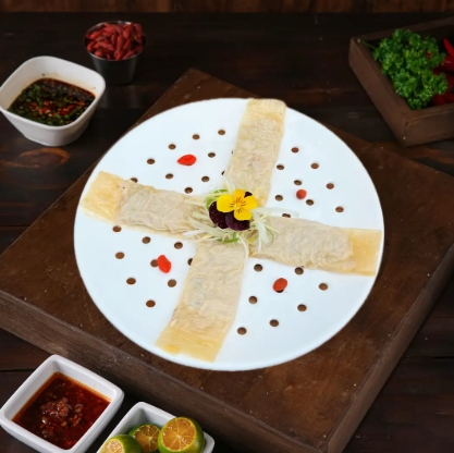 Tàu hủ ky nhân tôm chiên giòn – Golden Fried Tofu Skin Rolls with Shrimp