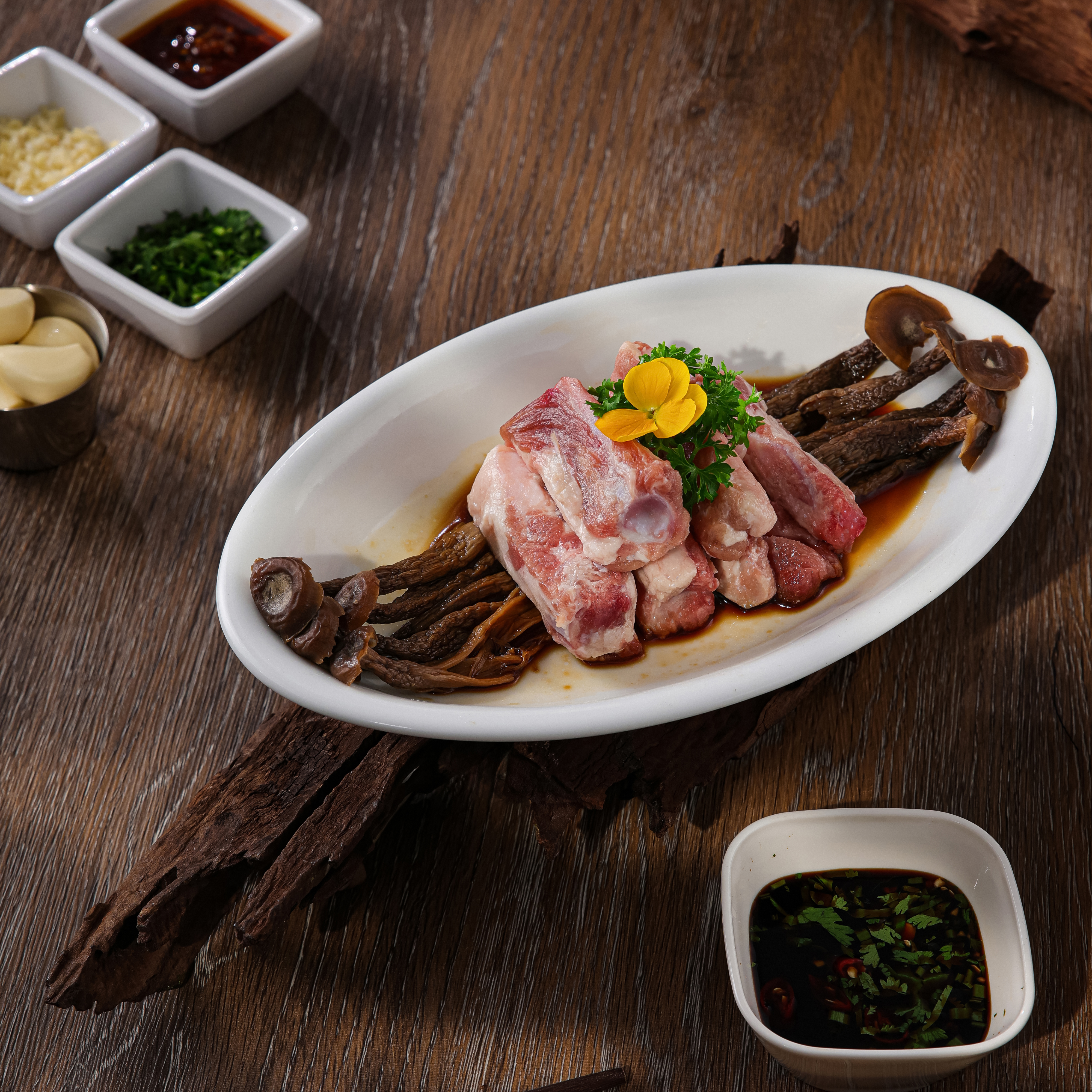Sườn Non Nấm Nhung Hươu - (Pork Rib with Velvet Deer Mushroom)