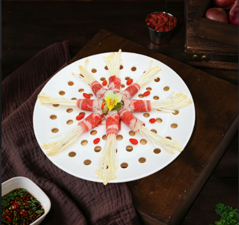 Ba Chỉ Bò Cuộn Nấm Kim Châm-(Beef Belly Rolls with Enoki Mushrooms)